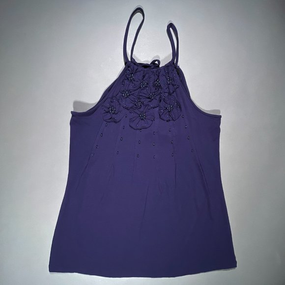 INC International Concepts Blue Top with Beads Size Medium - Picture 3 of 13